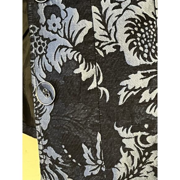 CHICOS Stefi Jacquard Brocade Jacket •0/ XS• Navy Blue 3/4 Blazer Coat Steffi - Picture 4 of 7